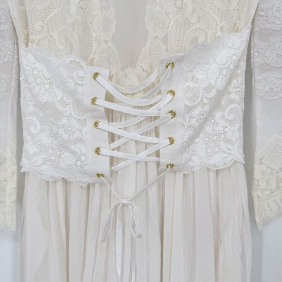 Free People We‎ are HAH Hidden Gem Dress in Walking On Eggshells Cream New XS - Picture 8 of 12